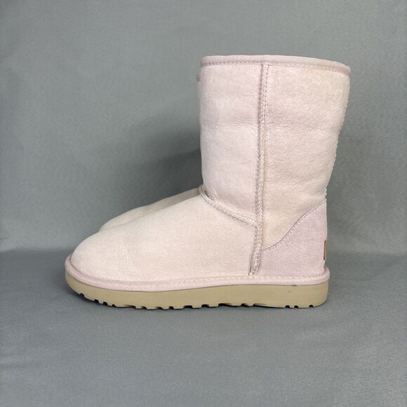 Women’s UGG Boots Sz 7 Pink Seashell Classic Short Suede Boho 1016223 Sold Out! - Picture 6 of 14